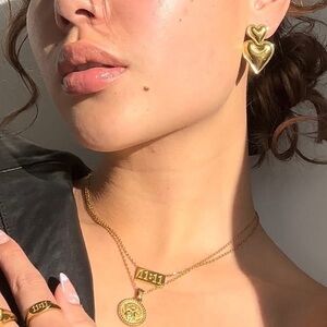 18k Gold Plated Heart Drop Earrings